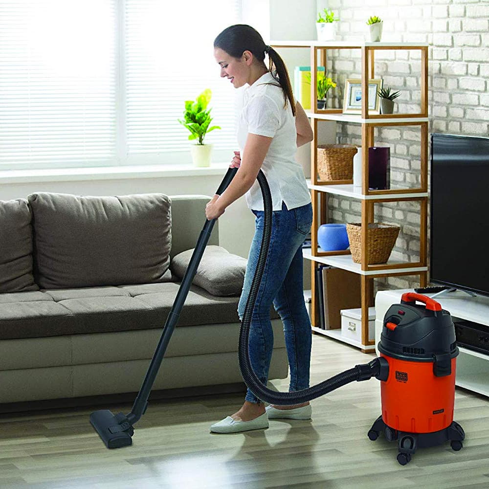 Black+Decker 20-Litre, 1200 Watt, 16 KPa High Suction Wet & Dry Vacuum Cleaner & Blower with HEPA Filter & Reusable Dustbag (Red/Grey), WDBD20
