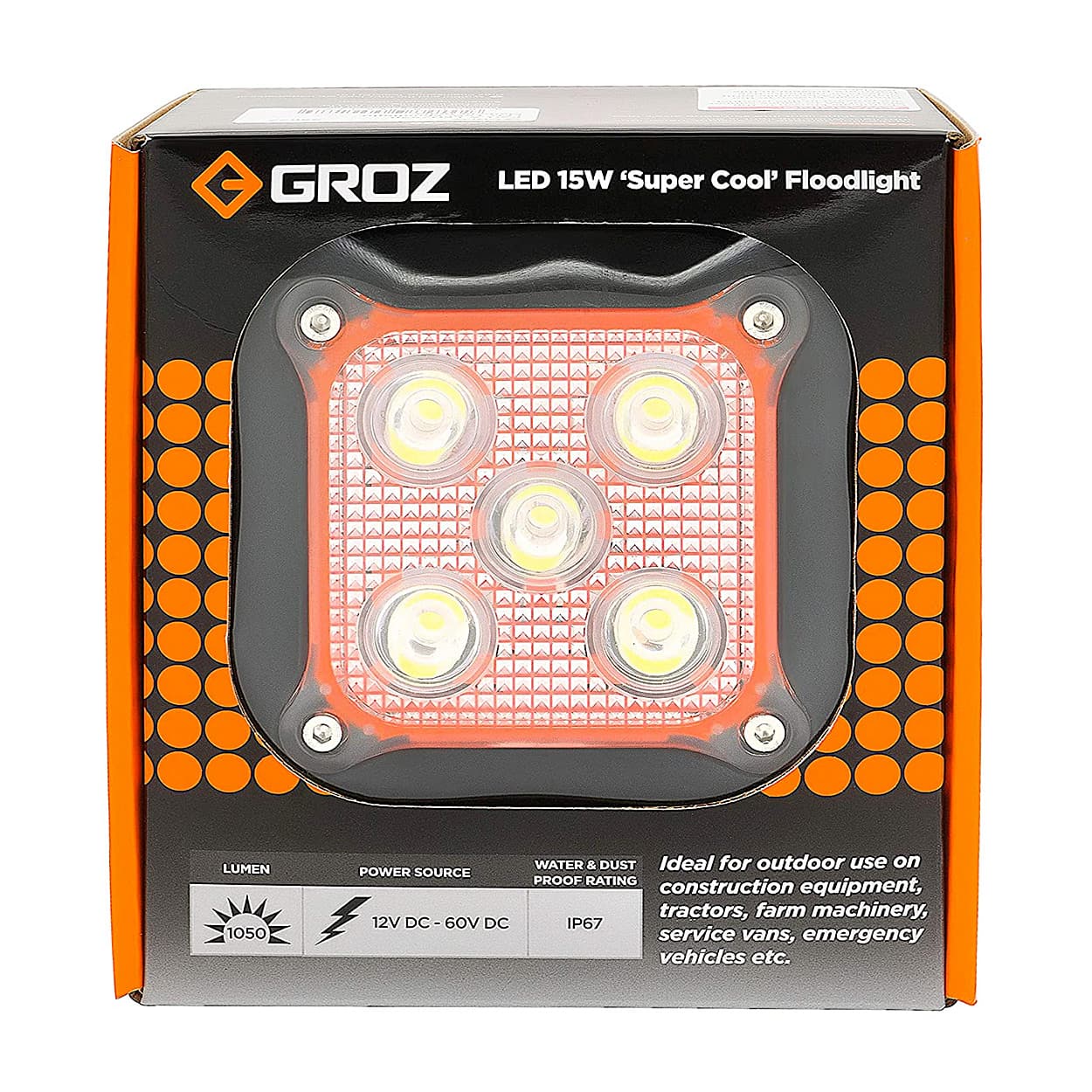 Groz 15W LED Super Cool Floodlight, LED/520