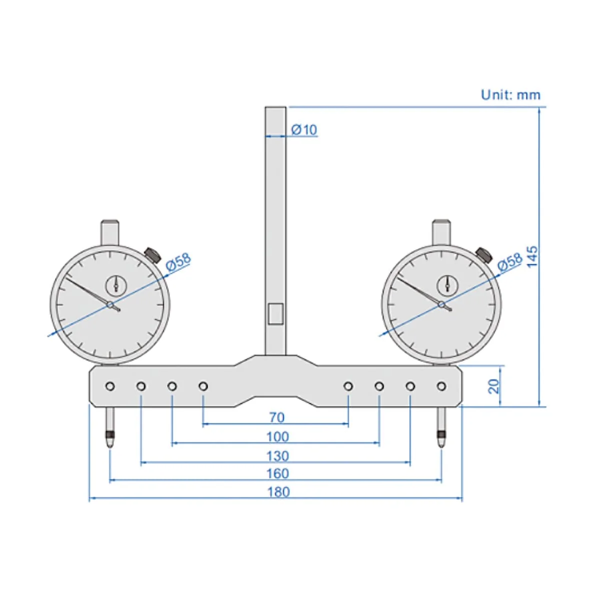 Insize 10 mm Vertical Milling Machine Perpendicularity Measuring Gauge, 2257-10