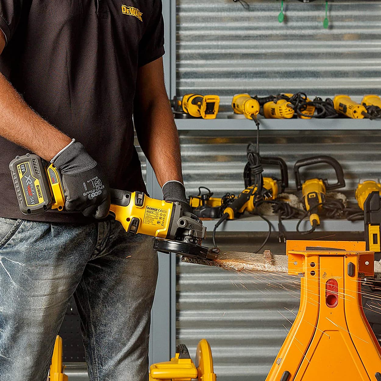 Dewalt 54V XR Flexvolt 125mm Cordless Angle Grinder (Bare)-Perform & Protect Shield, DCG414NT-XJ