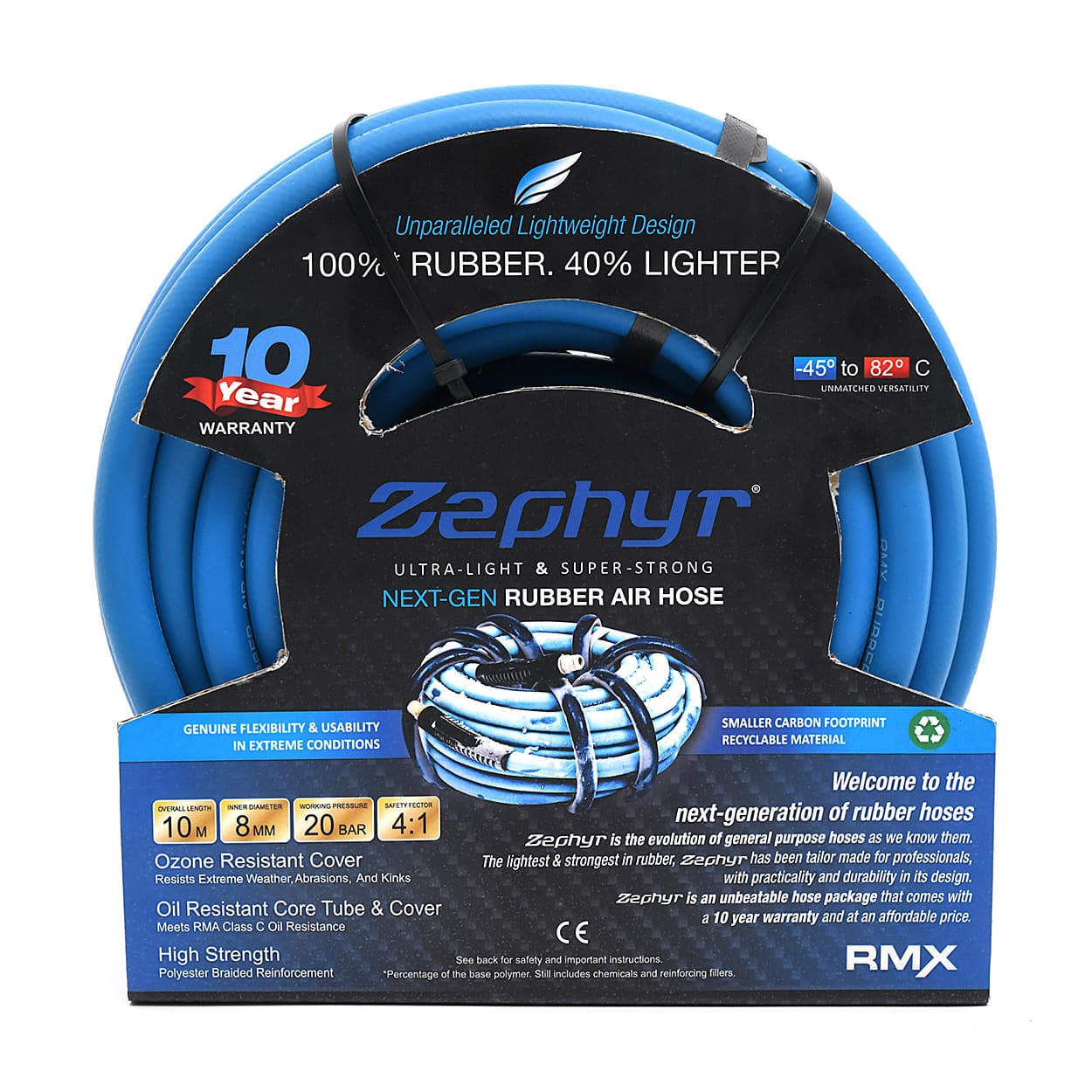 Zephyr 10 Mtr / 8 mm Next-Gen General Purpose Rubber Air Hose, ZA0810