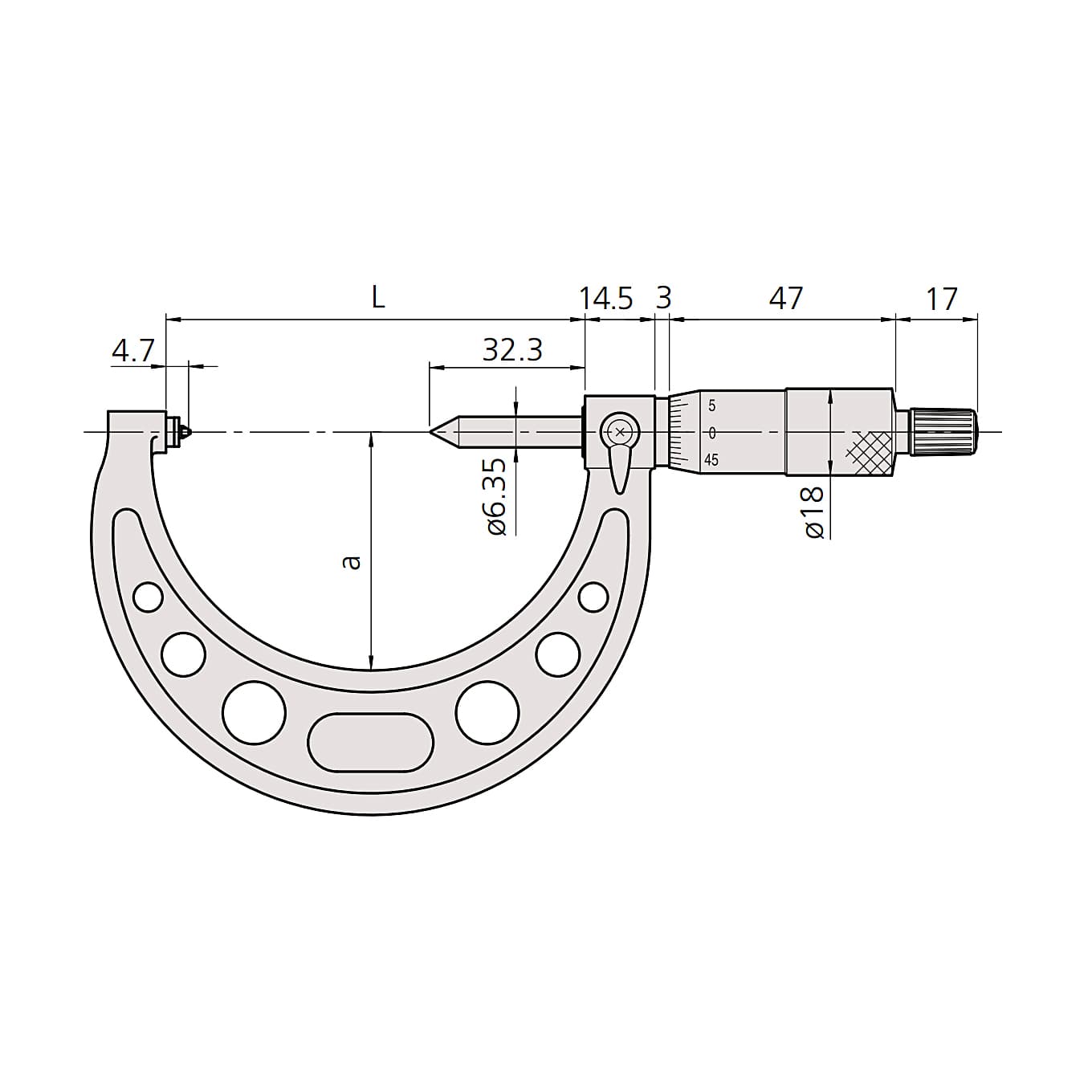 Mitutoyo 50 - 75 mm Screw Thread Micrometer (13 - 9 TPI), 125-113