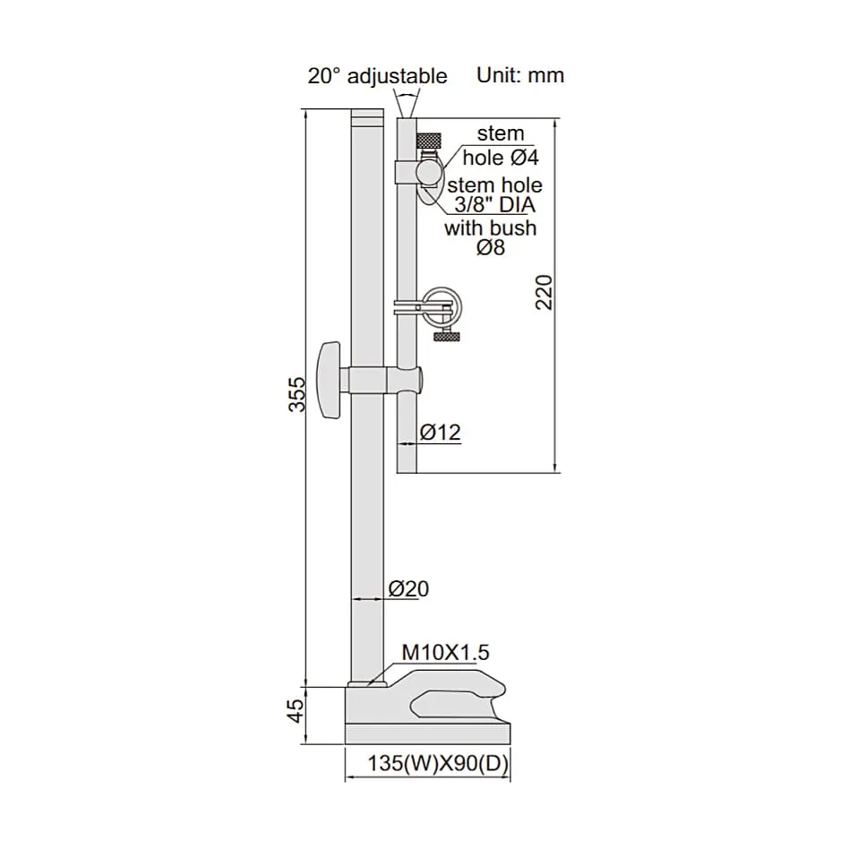 Insize Non Magnetic Dial Indicator Stand, 6226-100