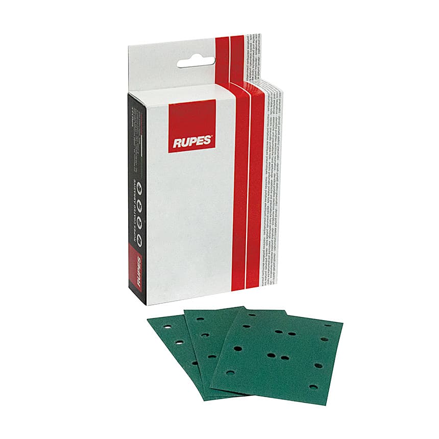 Rupes 80 x 130 mm / 180 Grit Rectangular-Shaped Film Abrasive Sheets (Pack of 100 Pcs), 9.45146