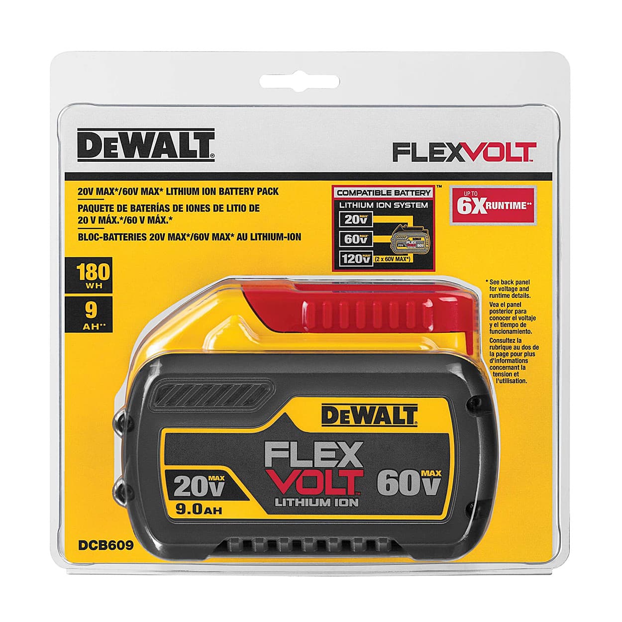 Dewalt 18V/54V / 9.0 Ah Li-ion Battery Pack (FLEXVOLT), DCB609-B1