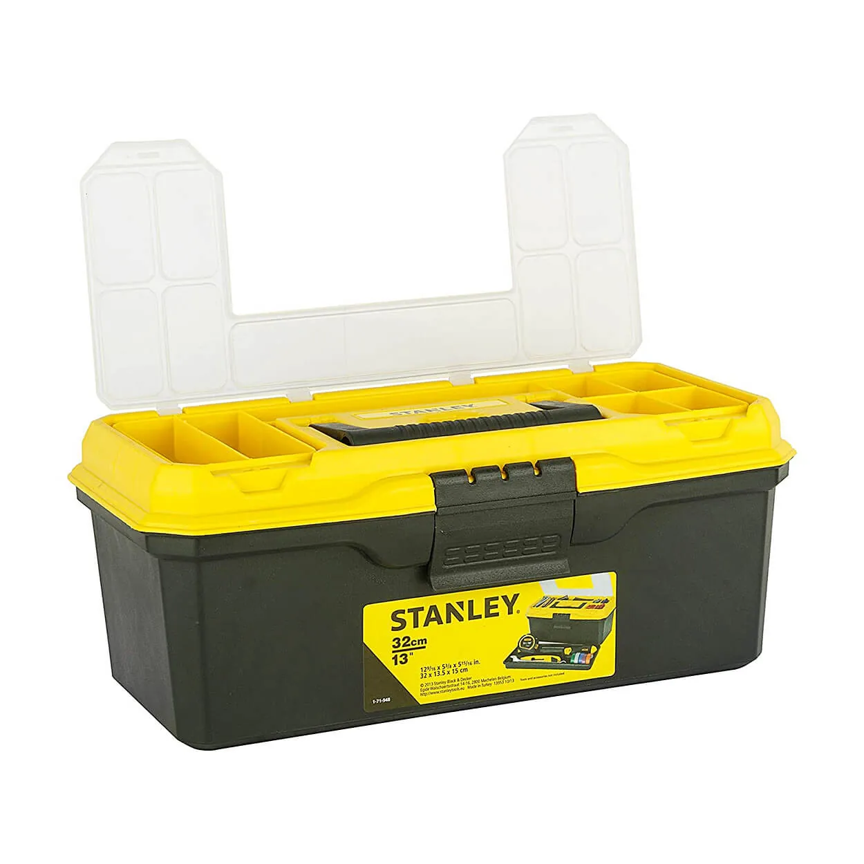 Stanley 13 Inch Organised Maestro Plastic Tool Box With Clear Top Lid, 1-71-948