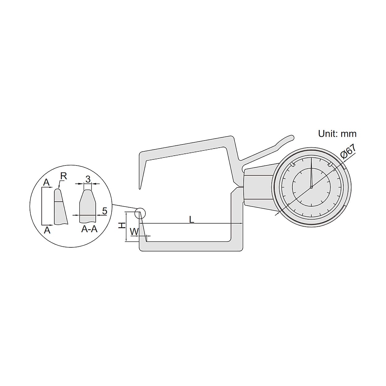 Insize 0 - 20 mm External Dial Caliper Gauge, 2333-201