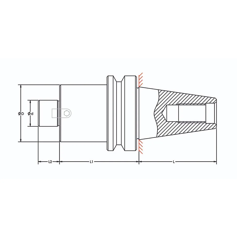 Tooltech BT-50 / 40 mm Dia. x 150 mm Length Stub Milling Arbour