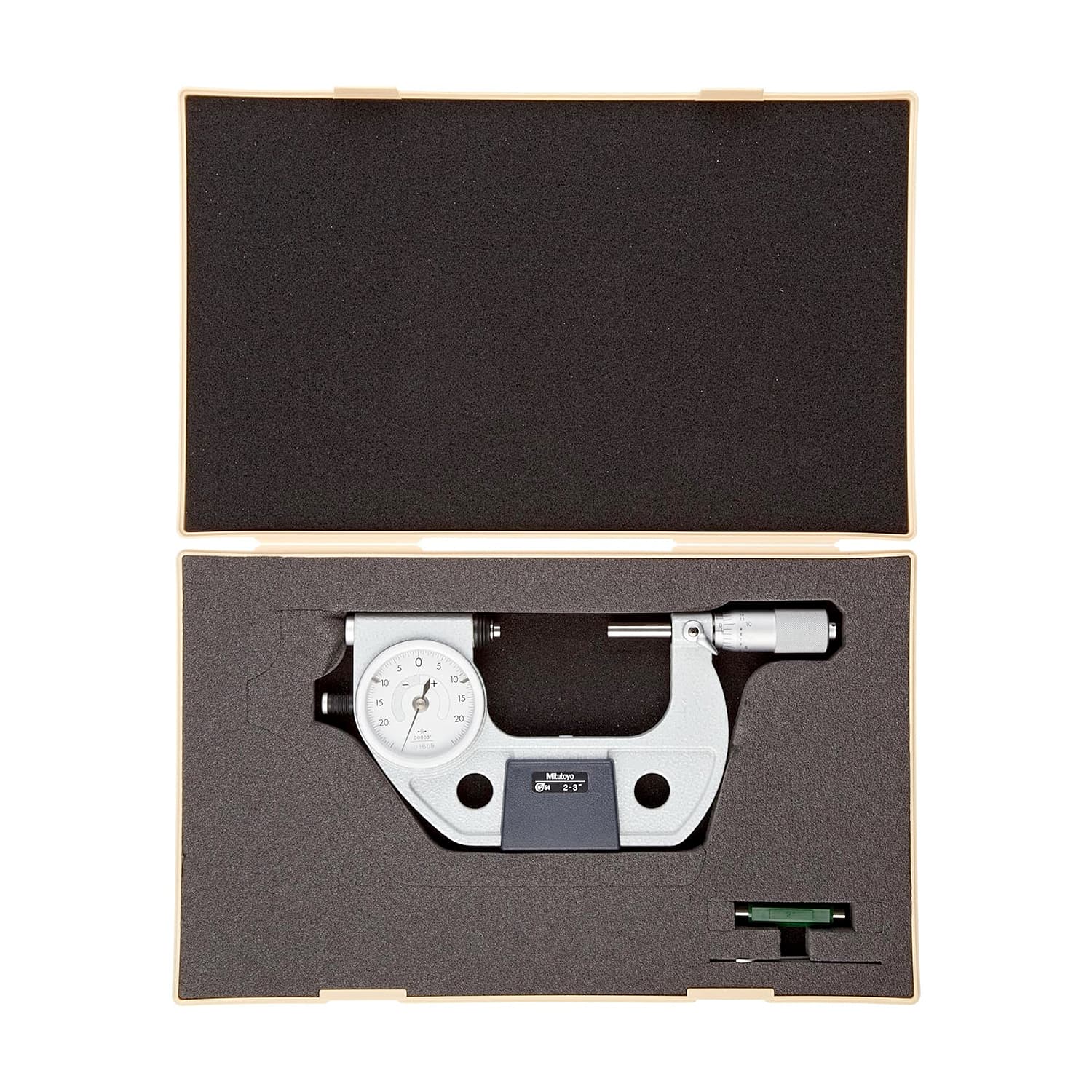 Mitutoyo 2 - 3 inch Dial Indicating Micrometer with Left Side Operating Button, 510-133