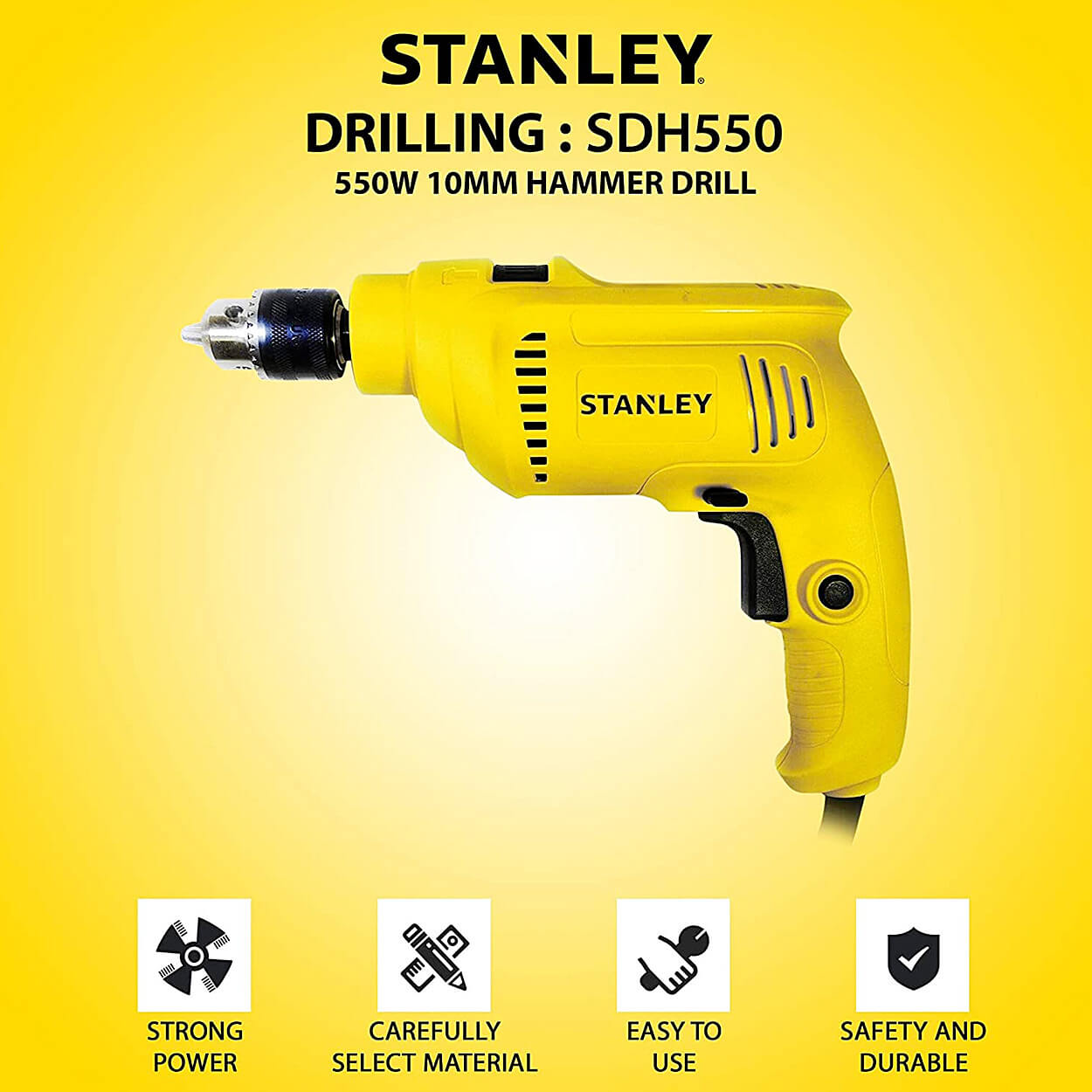 Stanley 10mm 550W Hammer Drill, SDH550-IN