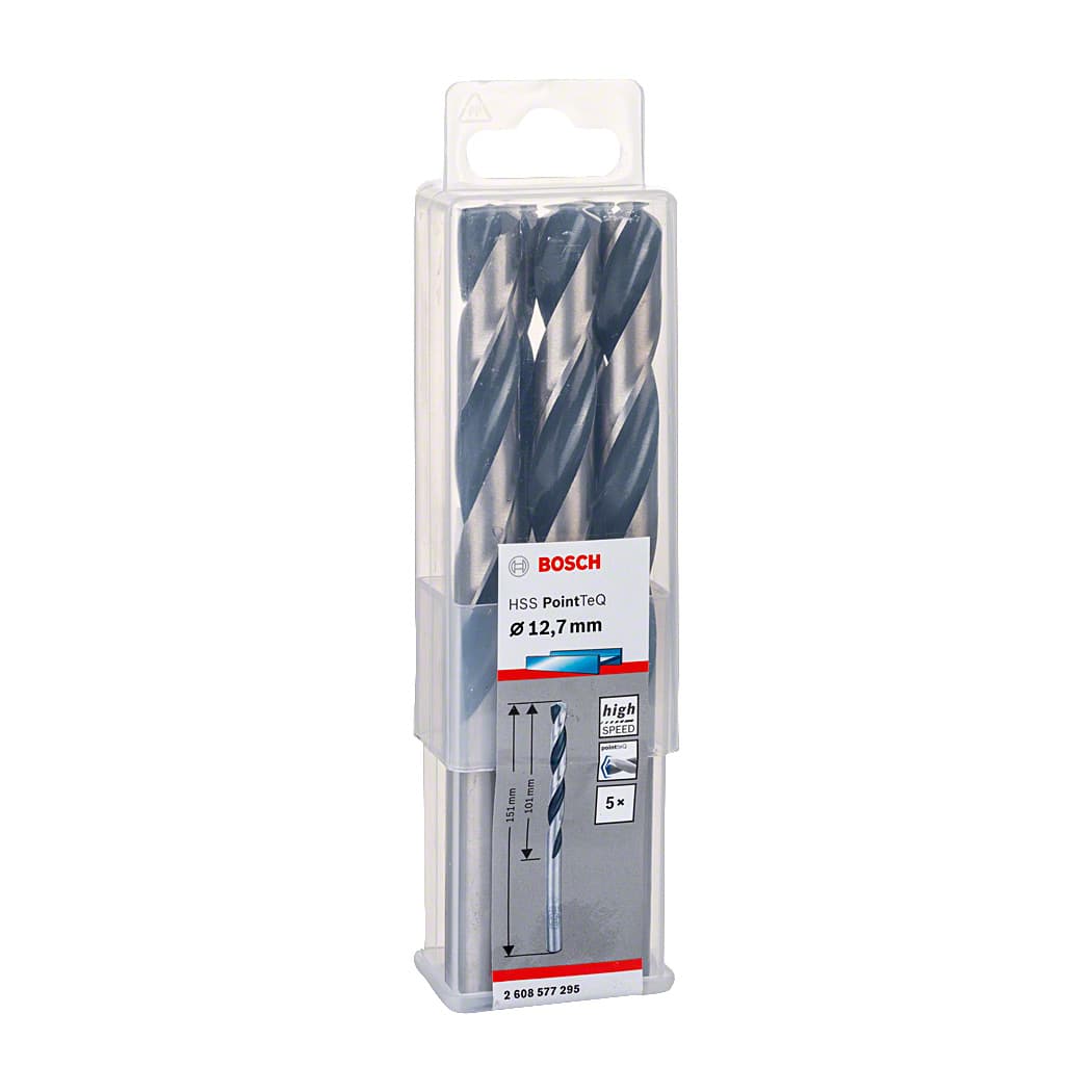 Bosch 12.70 mm HSS Metal Drill Bits PointTeQ Range (Pack of 5 Pcs), 2 608 577 295