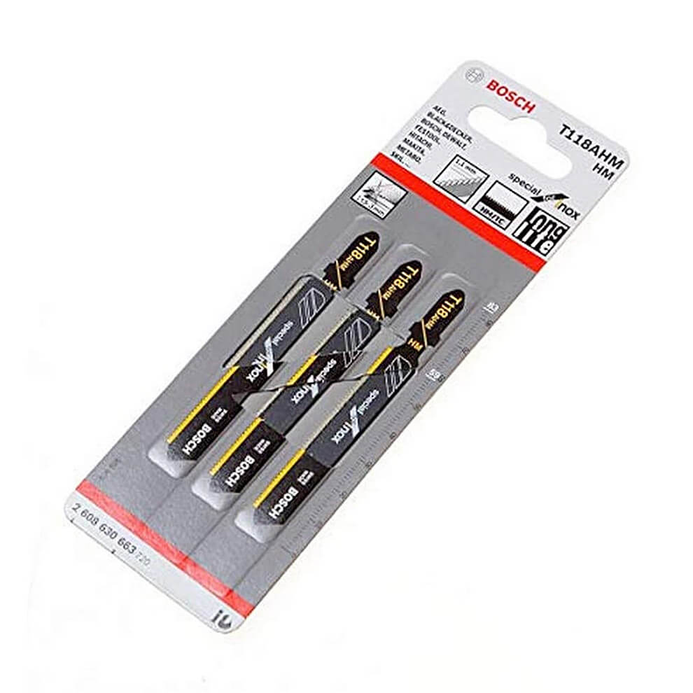 Bosch 83 mm Jigsaw Blades Special for Inox (T 118 AHM), 2 608 630 663