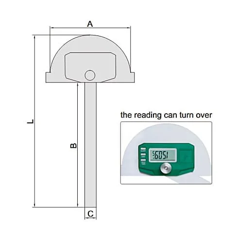 Insize 150 x 200 mm Digital Protractor, 4779-150
