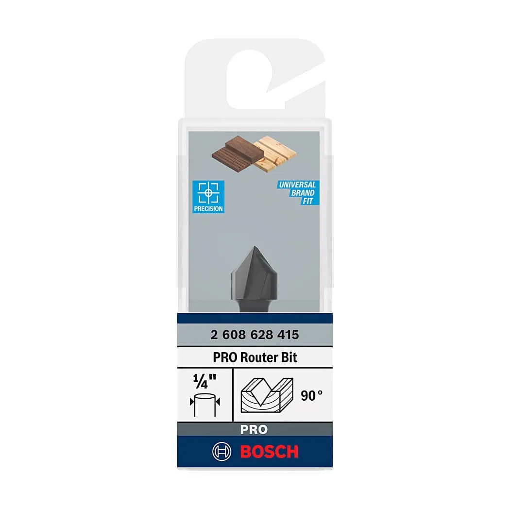 Bosch 1/2 inch Pro Router Bit (V-Groove Bit), 2 608 628 415