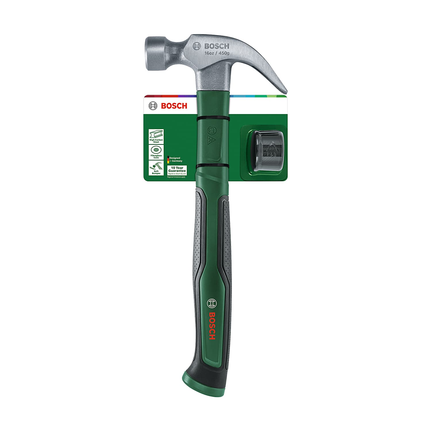 Bosch 450 Gms / 16 Oz Claw Hammer With Soft Bumper, 1 600 A03 4GK
