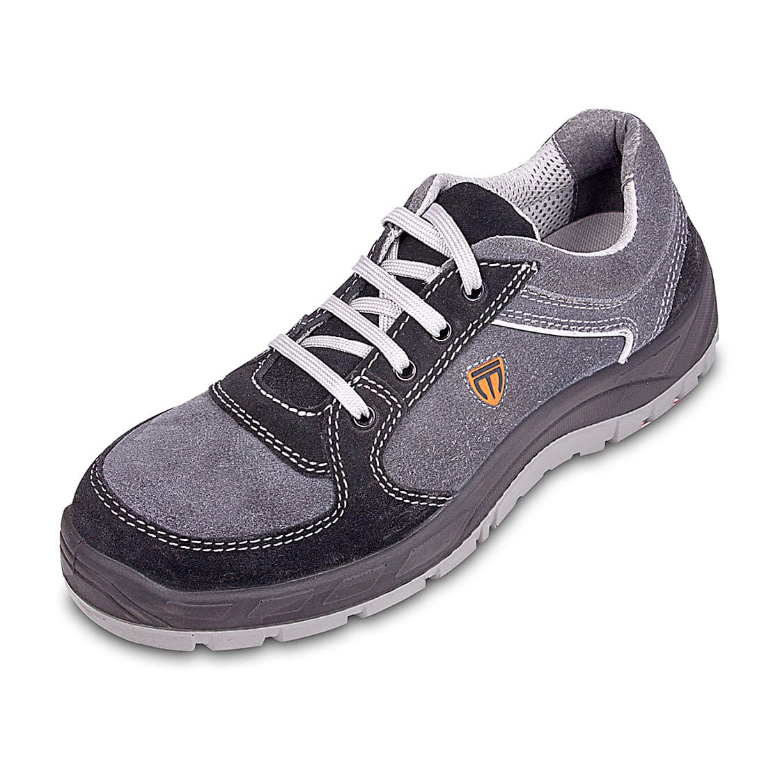 Tagra Low Ankle Double Density Buff Suede Leather Safety Shoes - Steel Toe (Black & Grey), Active Lo