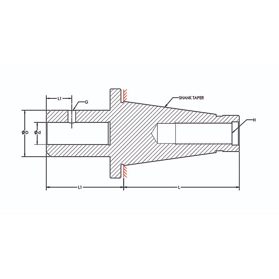 Tooltech ISO-40 / 16 mm Bore Size Side Lock Adaptor (ISO Taper)