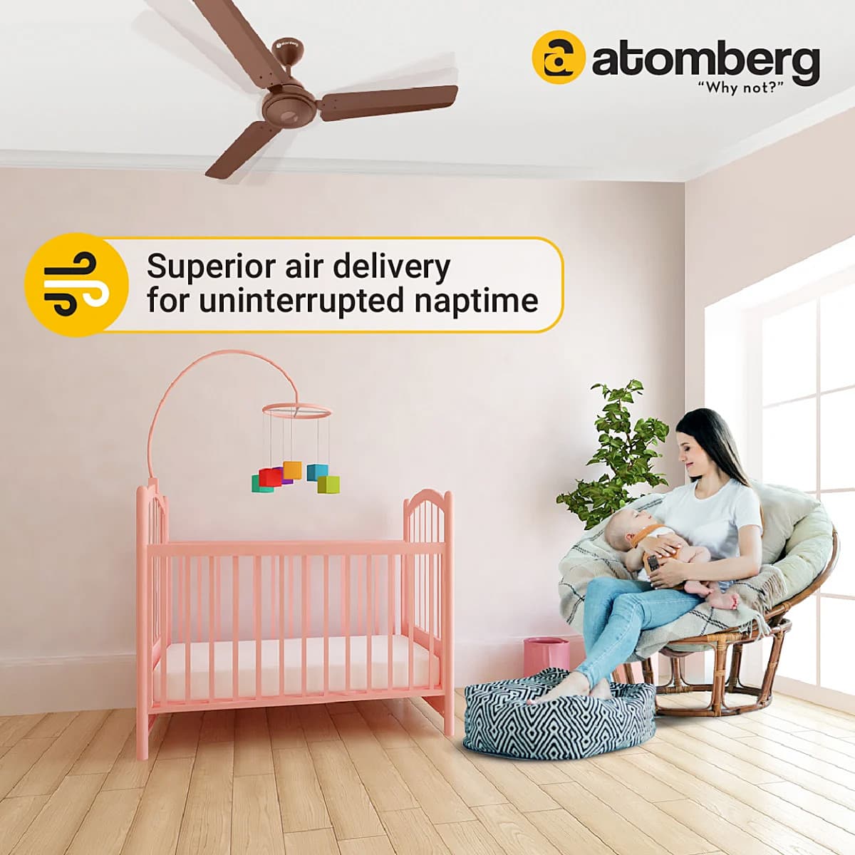 Atomberg Efficio 1200 mm Energy Efficient Ceiling Fan With BLDC Motor & Remote (Matt Brown)