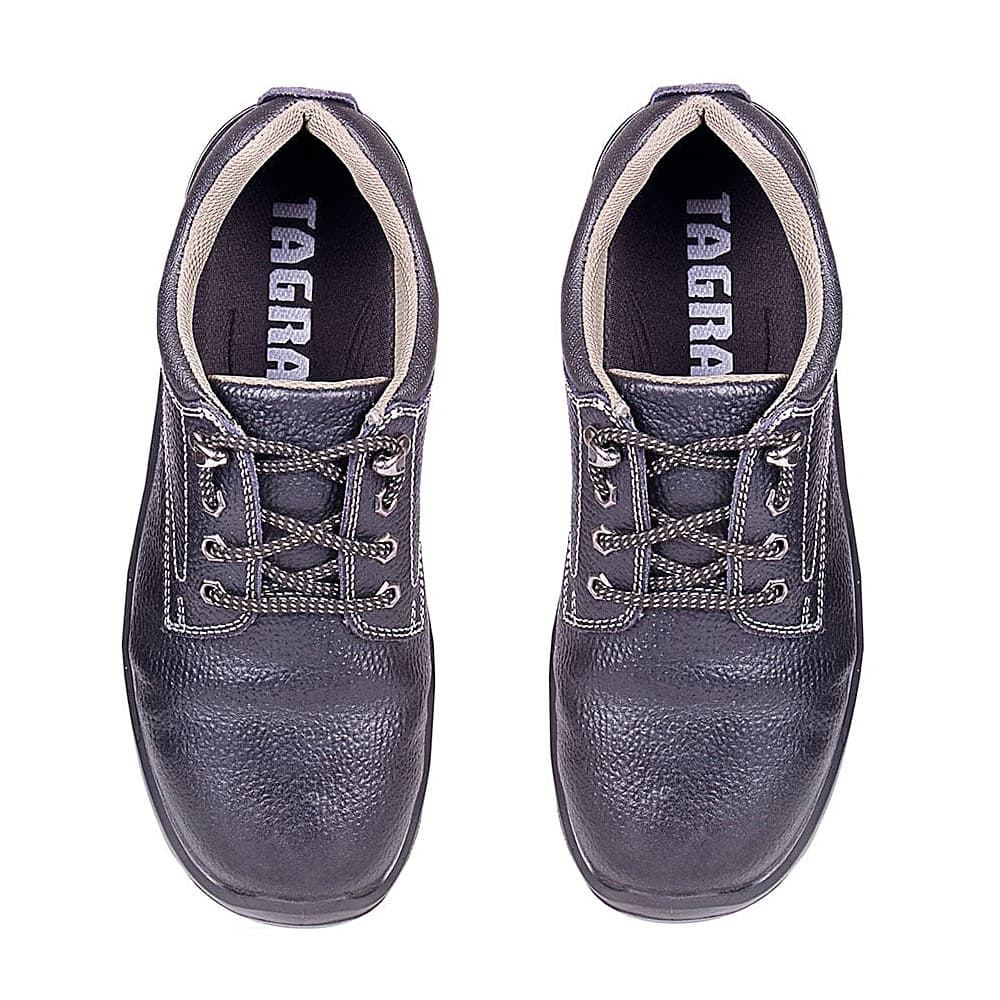 Tagra Low Ankle Double Density Grain Barton Leather Safety Shoes - Steel Toe (Black), Engine Lo B