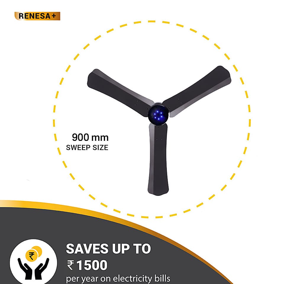 Atomberg Renesa+ 900 mm Energy Efficient Dust Resistant Ceiling Fan With BLDC Motor & Remote (Earth Brown)