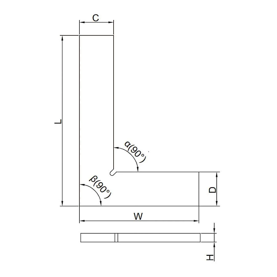 Insize 100 mm / 4 Inch Carbon Steel Machinist Square (Economic Type), 4796-100