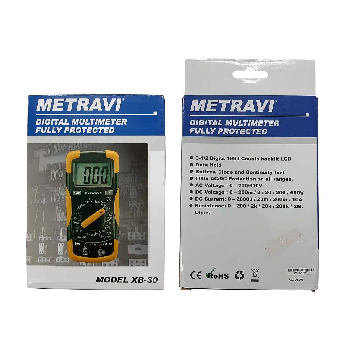 Metravi 3-1/2 Digits / 600V Digital Multimeter, XB-30