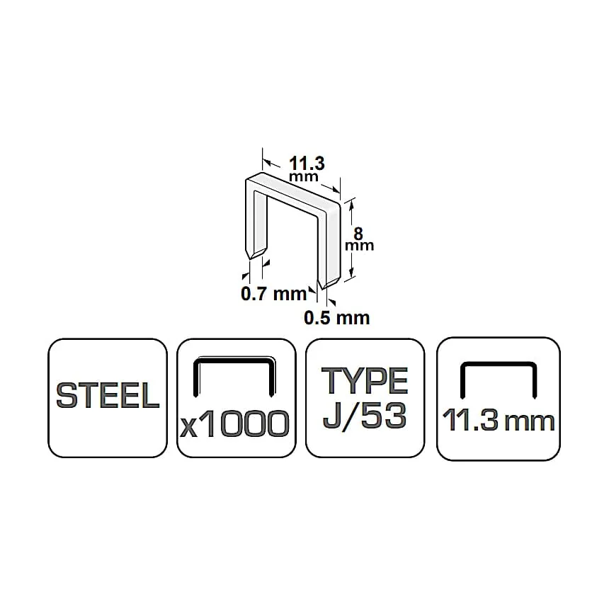 Hogert 8 mm Staples (Pack of 1000 Pcs), HT2C052