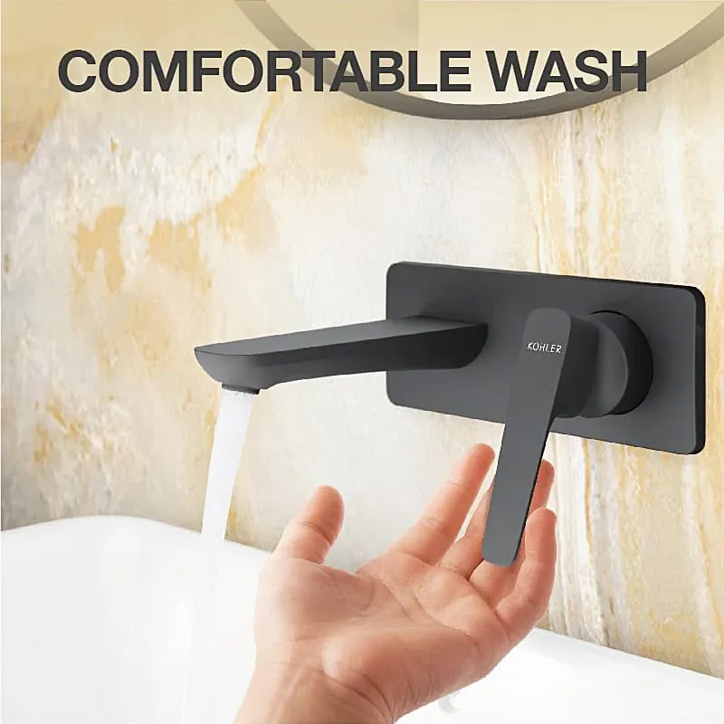 Kohler Aleo+ Single Control Wall Mount Basin / Lavatory Faucet In Matte Black Finish, K-5684IN-4ND-BL