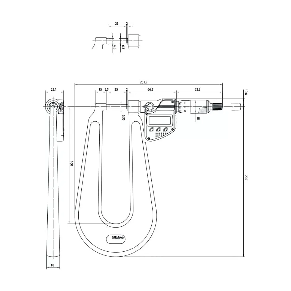 Mitutoyo 0 - 1 inch Digital Sheet Metal Micrometer (Type A), 389-351-30