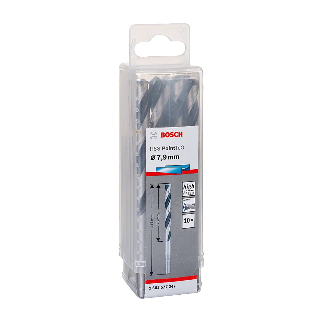 Bosch 7.90 mm HSS Metal Drill Bits PointTeQ Range (Pack of 10 Pcs), 2 608 577 247