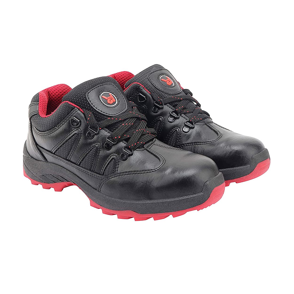 Hillson Dual Density TFP Sole Synthetic Leather Swag Safety Shoes - Steel Toe (Black & Red), Swag-1903