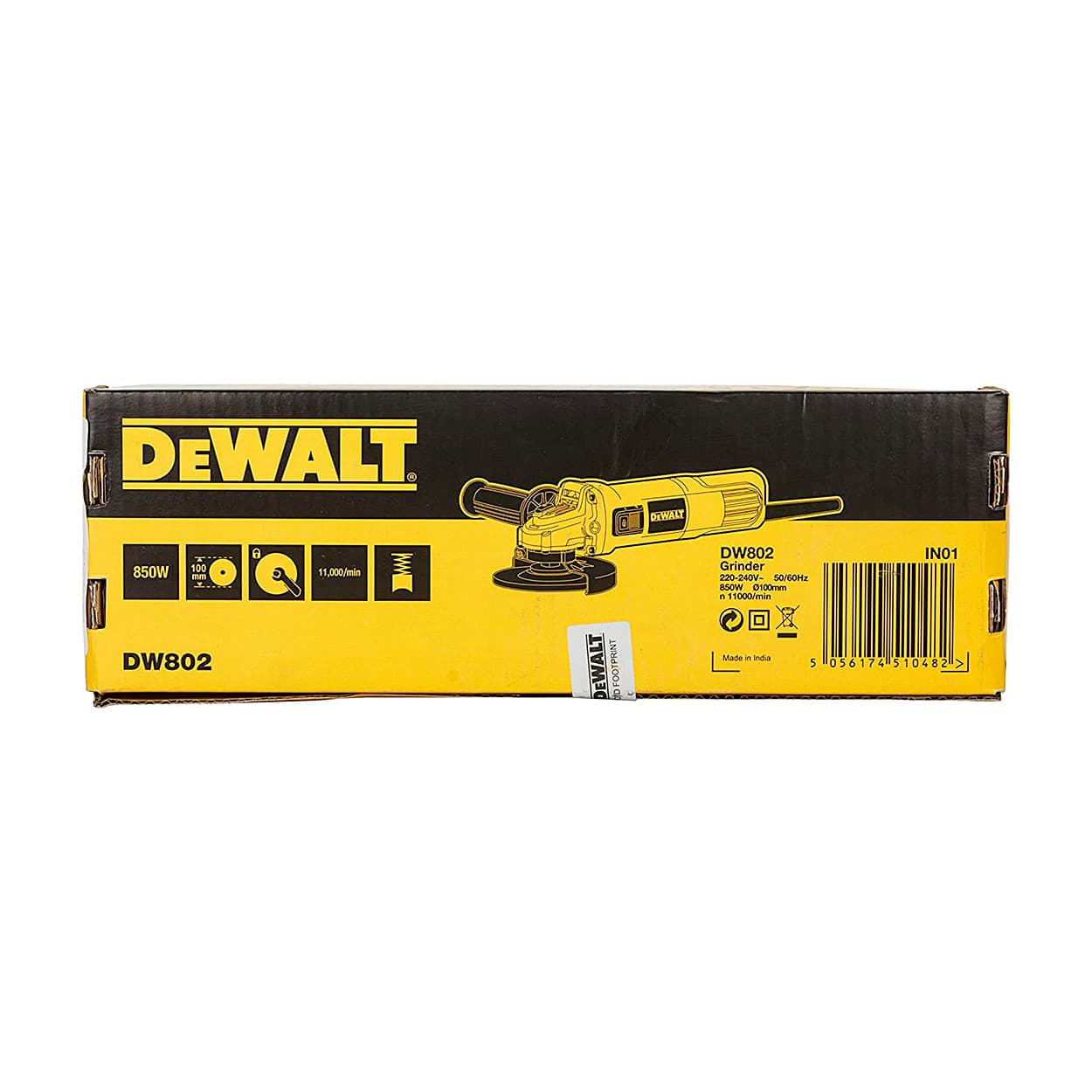 Dewalt 850W / 100mm Heavy Duty Small Angle Grinder with Slider Switch, DW802-IN