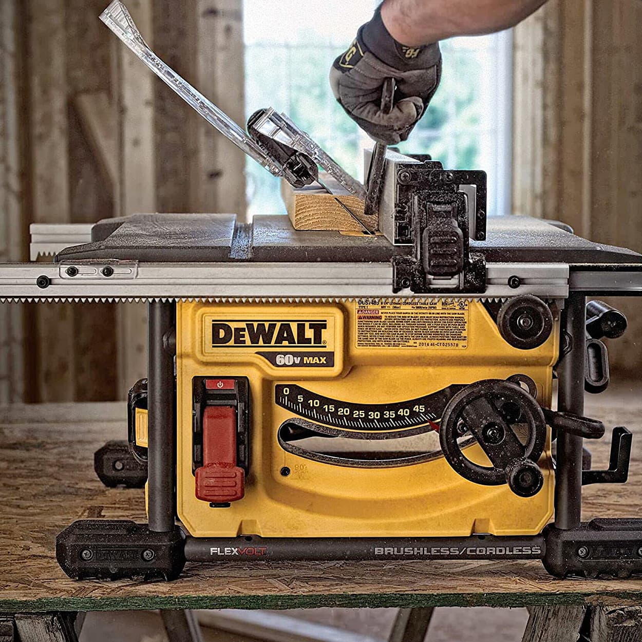 Dewalt 54V / 210mm XR FLEXVOLT Li-ion Cordless GB Table Saw with Brushless Motor & 2x6.0Ah Batteries, DCS7485T2-GB