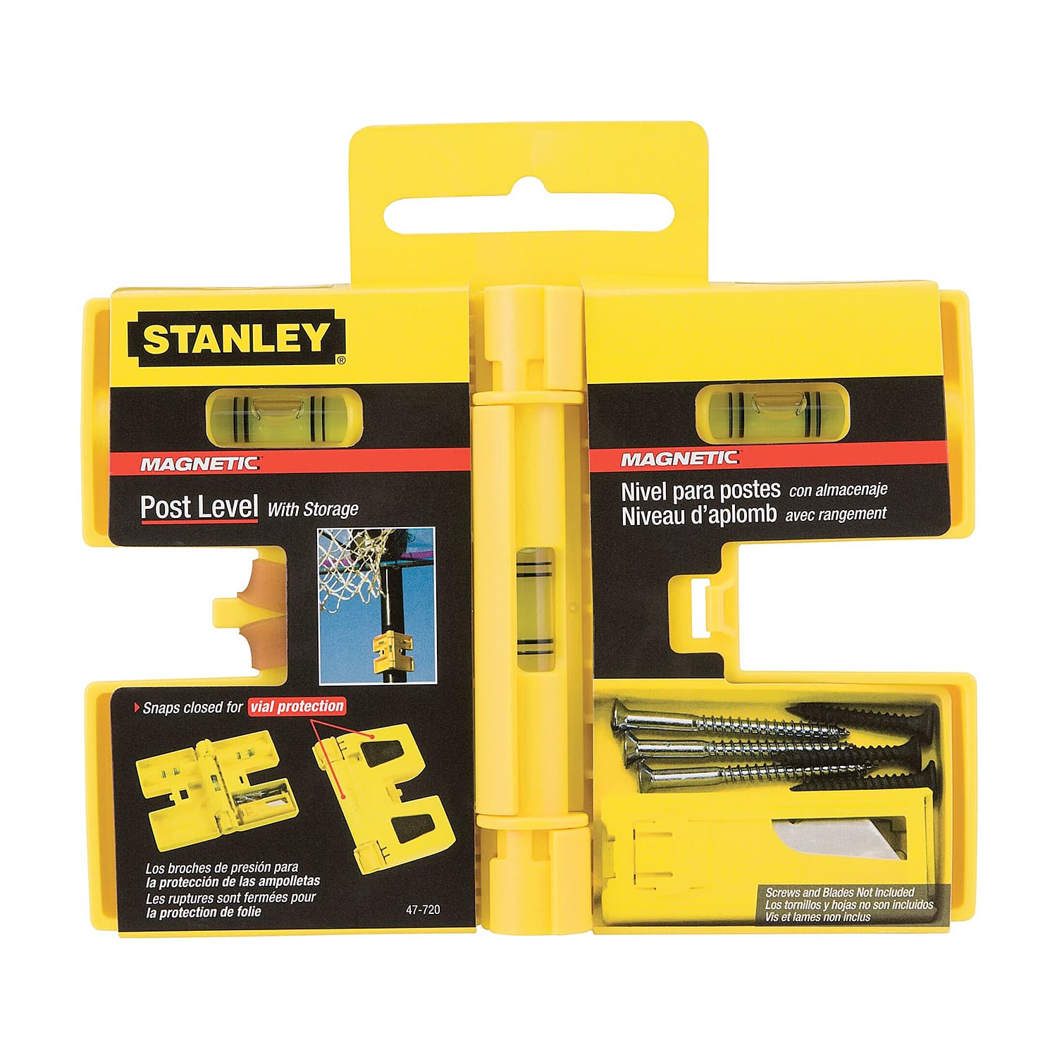 Stanley 18 cm / 3 Vials Magnetic Post Level with Storage, 0-47-720