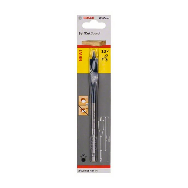 Bosch 12 mm Wood Spade Bit For Self Cut, 2 608 595 484