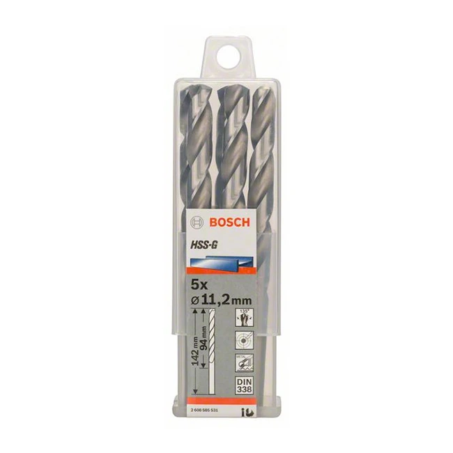 Bosch 12.30 x 151 mm HSS Metal Drill Bits (Pack of 5 Pcs), 2 608 585 540