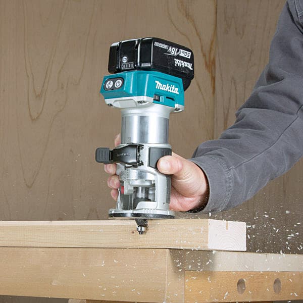 Makita 18V LXT BL 6 mm (1/4") / 8 mm (5/16") Cordless Variable Speed Trimmer with Dual LED Lights (Bare Tool), DRT50Z