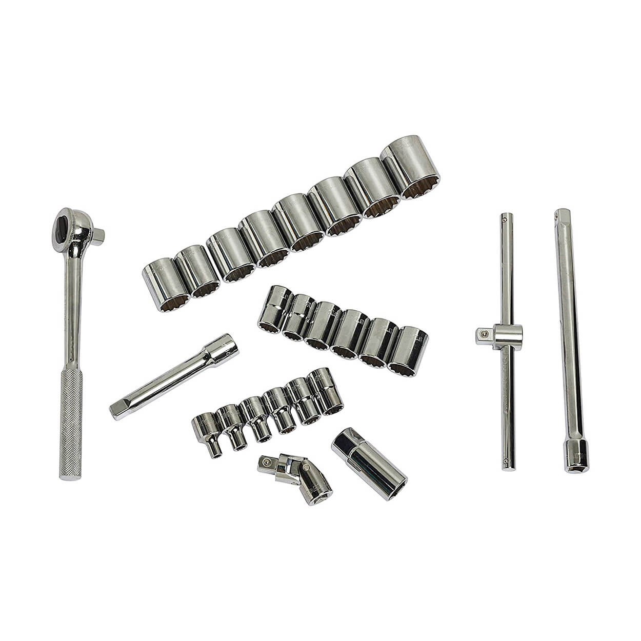 Stanley 25 Pcs 1/2 Inch Sq. Drive 12 PT Socket Set, 86-478