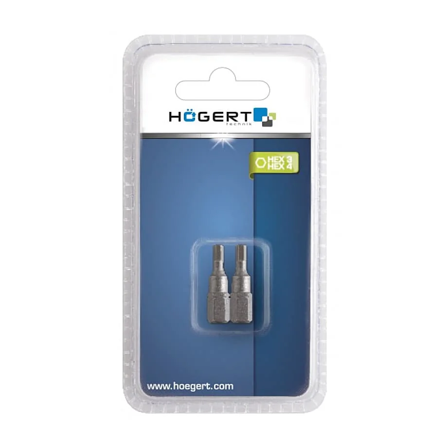 Hogert 3 mm & 4 mm Hex Screwdriver Bits (Pack of 2 Pcs), HT1S359