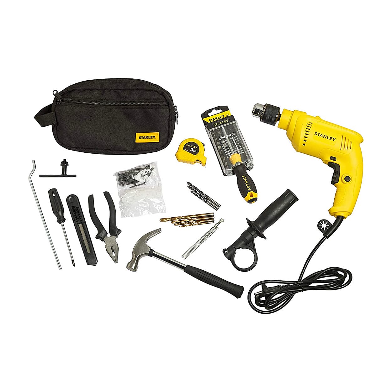Stanley 13mm 600W Hammer Drill & Hand Tools Kit, SDH600KV-B1-PRM