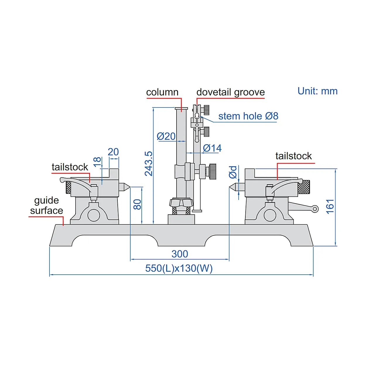 Insize 300 mm Bench Center (Basic Type), 4782-300