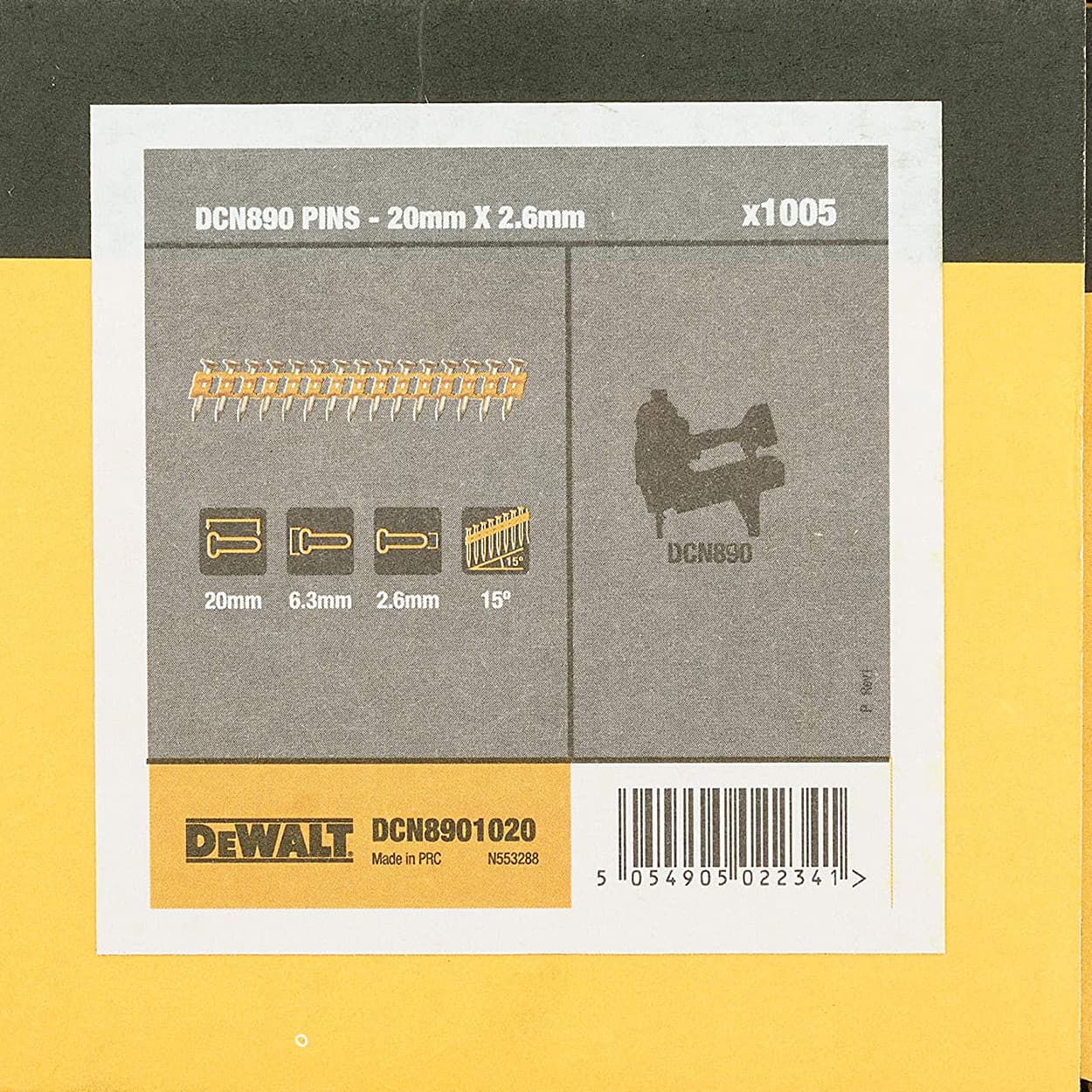 Dewalt Standard Nails 20 mm x 2.6 mm (Pack of 1005 Pcs), DCN8901020