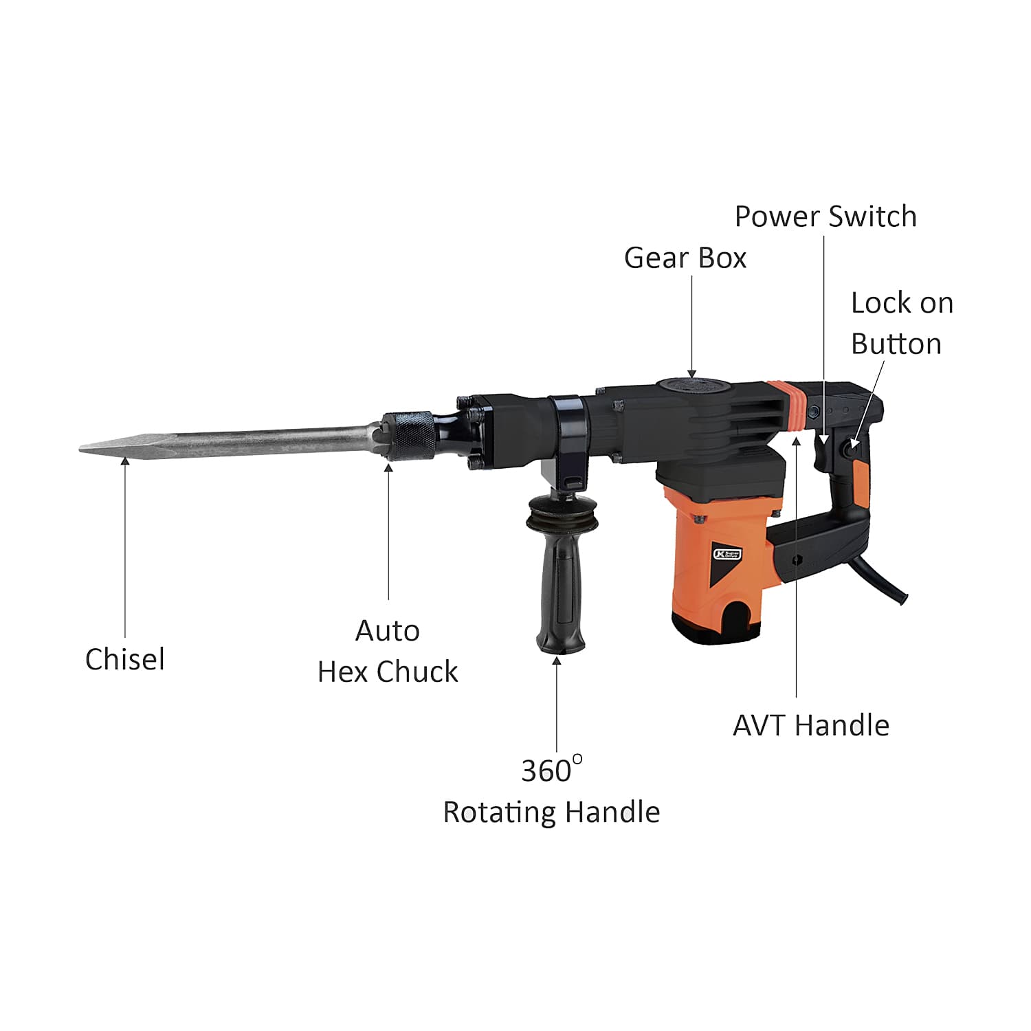 JK Super Drive 21J / 1200W Demolition Hammer, JKDH7, 9005131