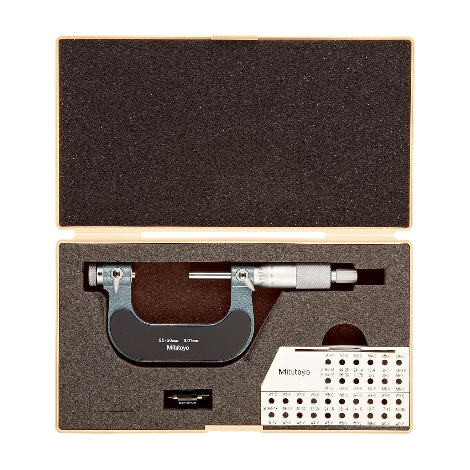 Mitutoyo 25 - 50 mm Interchangeable Anvil Screw Thread Micrometer (Spindle Tip Type), 126-126