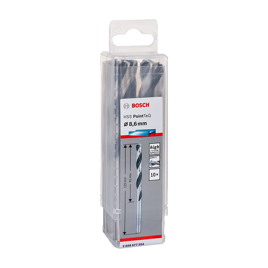 Bosch 8.60 mm HSS Metal Drill Bits PointTeQ Range (Pack of 10 Pcs), 2 608 577 254