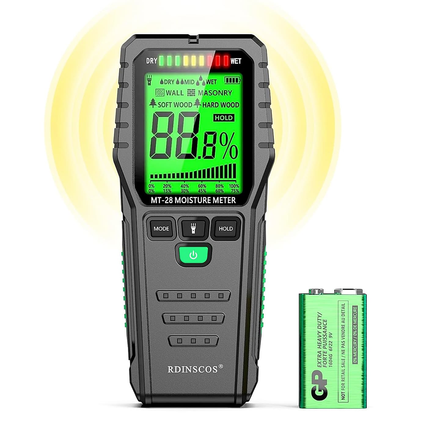 Rdinscos 0 - 70% Digital Wood Moisture Meter, MT-28