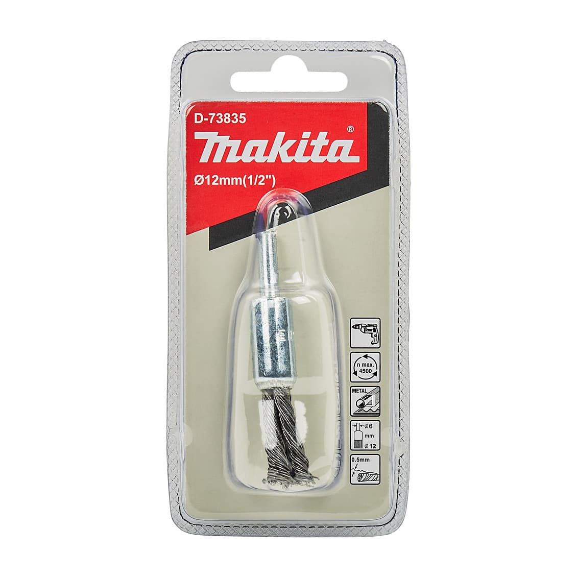 Makita 12 mm Dia. Straight Shank Knotted Wire End Brush, D-73835