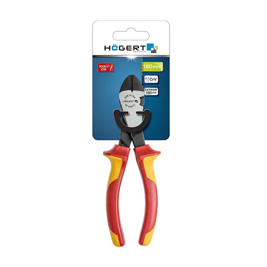 Hogert 7 inch / 180 mm Insulated Diagonal Side Cutting Pliers (VDE), HT1P911