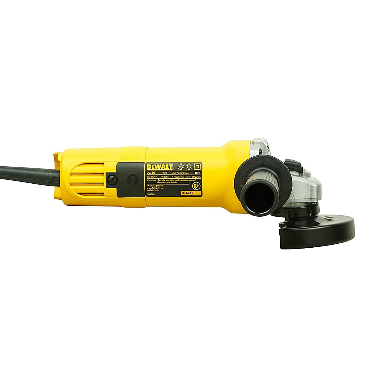 Dewalt 100mm / 4 inch 750W Heavy Duty Small Angle Grinder with Toggle Switch, DW810-IN-PRM