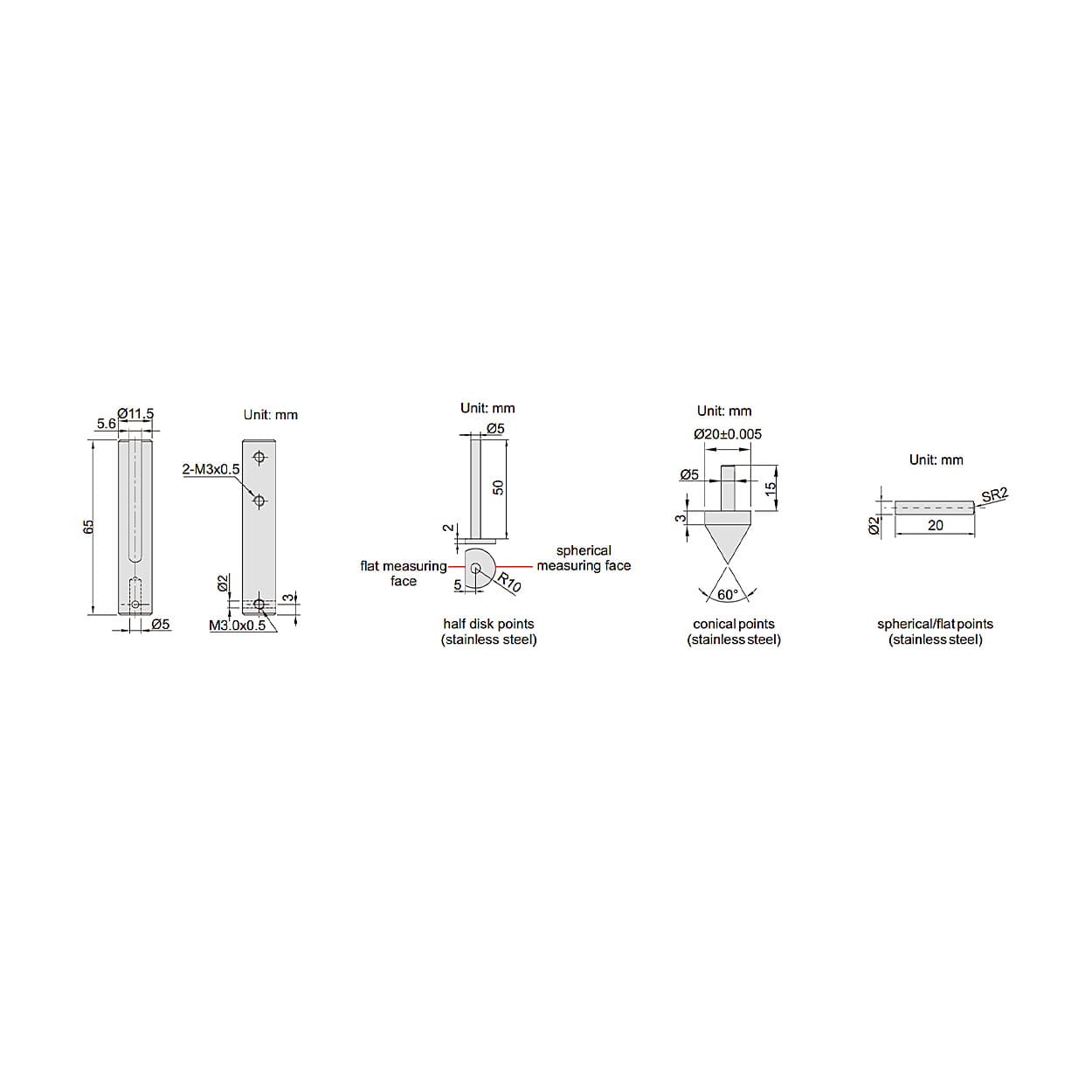 Insize Accessory Set for Large Digital Calipers, 6145-500